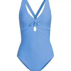 Women's Ribbed Knot Front One Piece Swimsuit