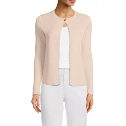Women's Ribbed Scallop Cardigan Sweater - Set Top