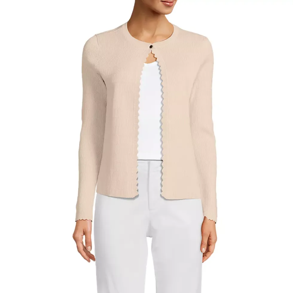 Women's Ribbed Scallop Cardigan Sweater - Set Top