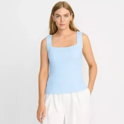 Women's Ribbed Square Neck Tank Sweater - Set Top