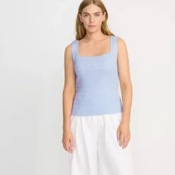 Women's Ribbed Square Neck Tank Sweater - Set Top