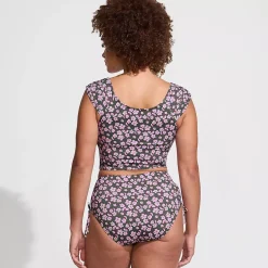 Women's Ruched Cap Sleeve Midkini Top