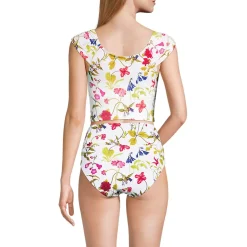 Women's Ruched Cap Sleeve Midkini Top