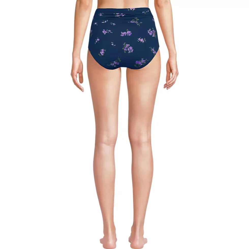 Women's Ruched High Waisted Full Coverage Bikini Bottoms
