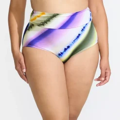Women's Ruched High Waisted Full Coverage Bikini Bottoms