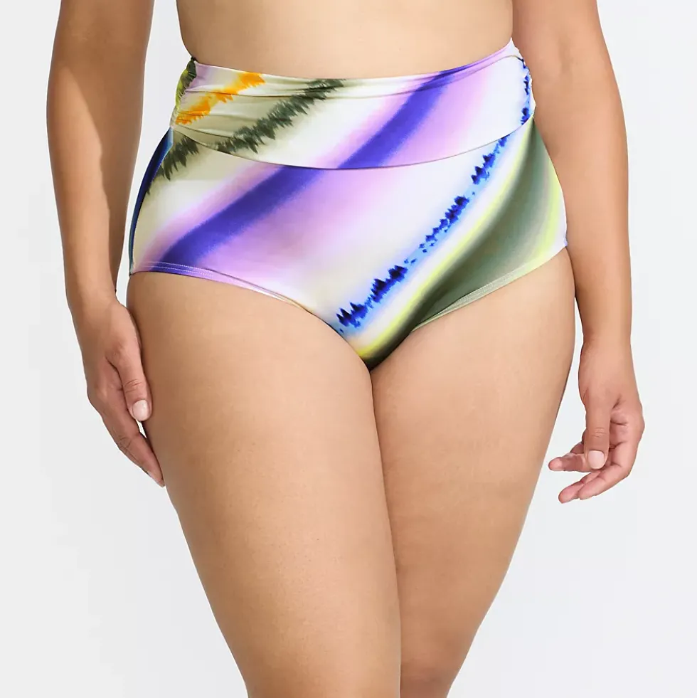 Women's Ruched High Waisted Full Coverage Bikini Bottoms