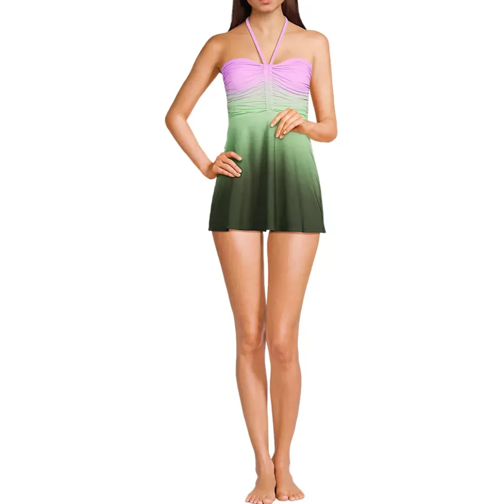 Women's Ruched Multi-Way Mini Swim Dress Swimsuit