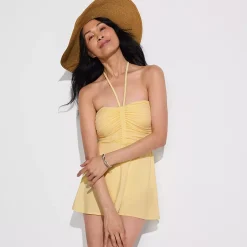 Women's Ruched Multi-Way Mini Swim Dress Swimsuit