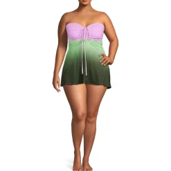 Women's Ruched Multi-Way Mini Swim Dress Swimsuit