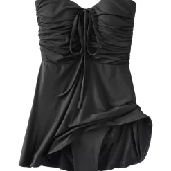 Women's Ruched Multi-Way Mini Swim Dress Swimsuit