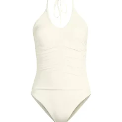 Women's Ruched Multi-Way V-Neck Halter High Leg One Piece Swimsuit
