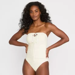 Women's Ruched Multi-Way V-Neck Halter High Leg One Piece Swimsuit