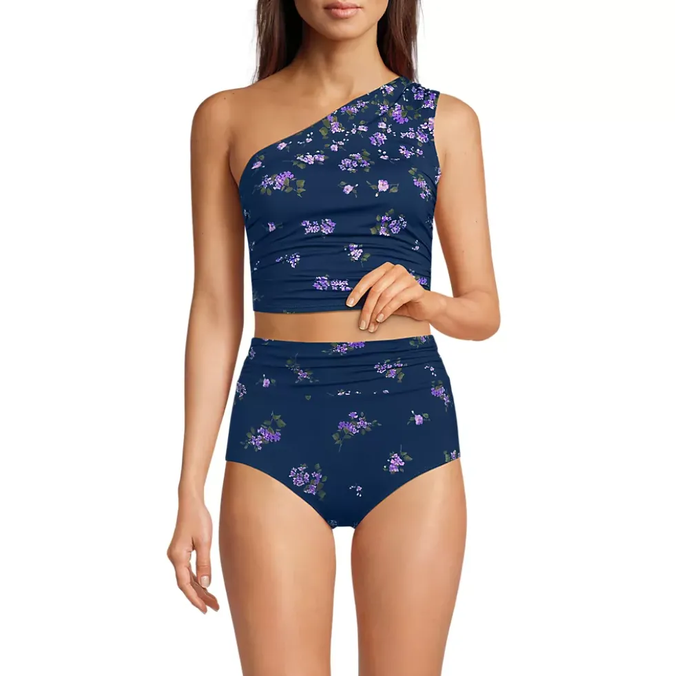 Women's Ruched One Shoulder Midkini Top
