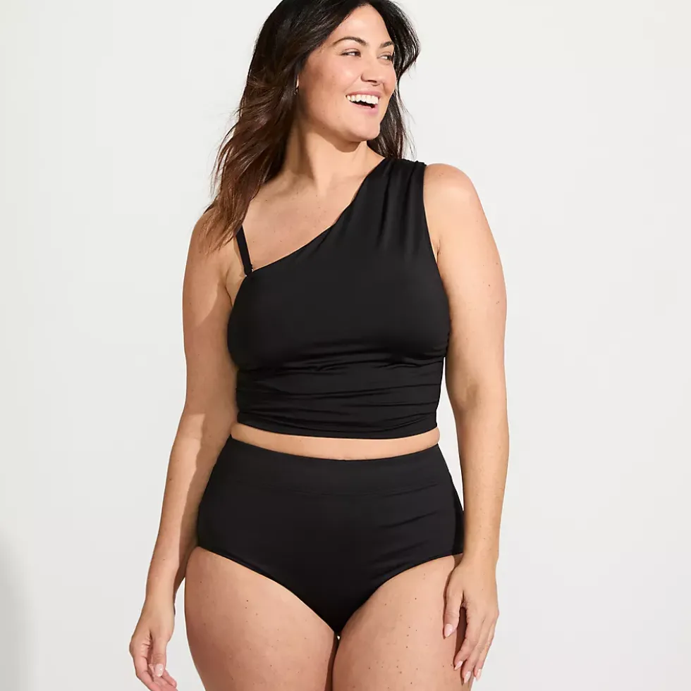 Women's Ruched One Shoulder Midkini Top