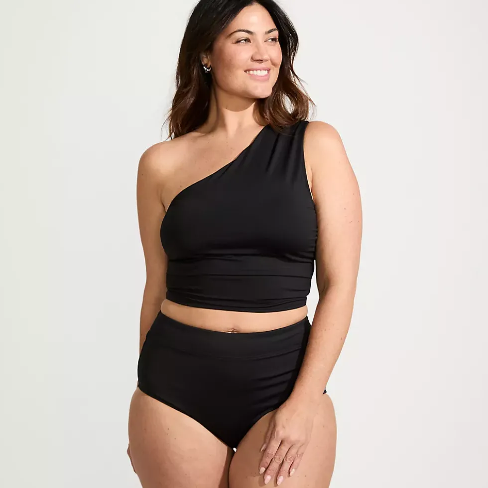 Women's Ruched One Shoulder Midkini Top