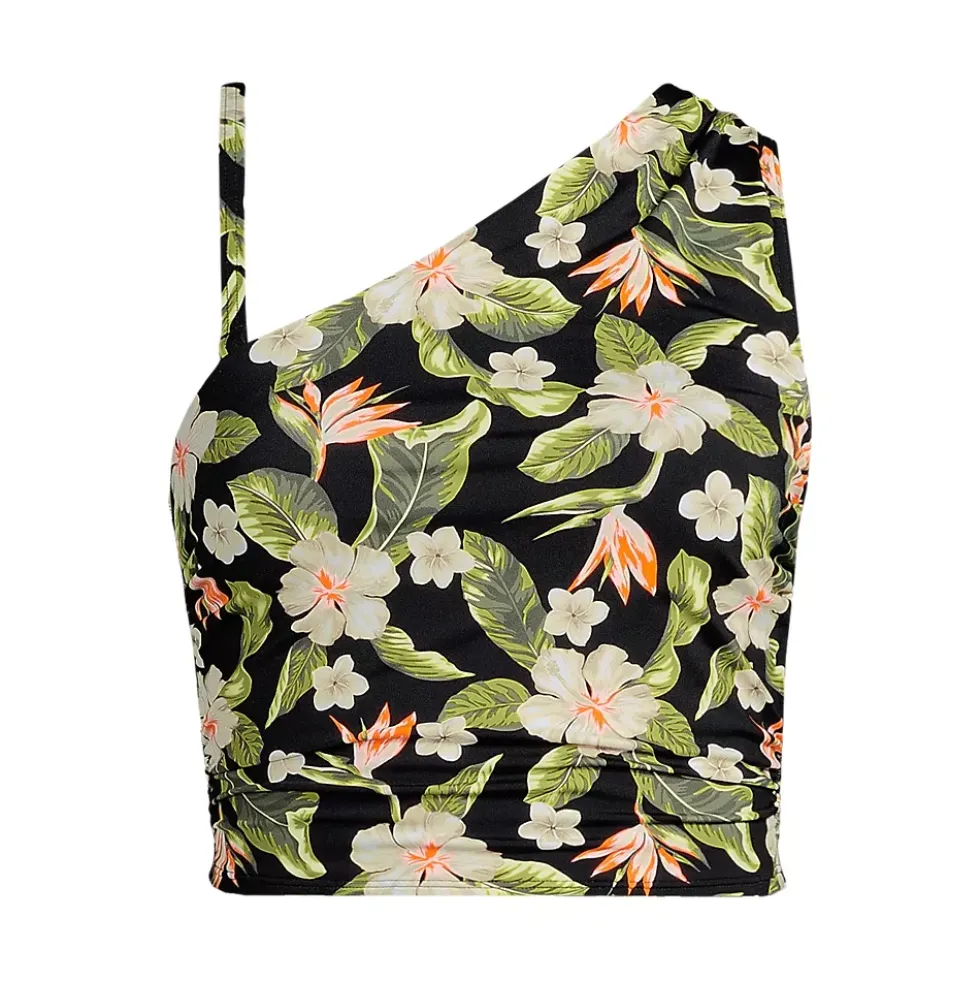 Women's Ruched One Shoulder Midkini Top