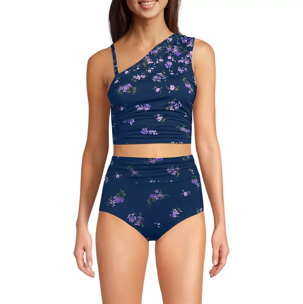 Women's Ruched One Shoulder Midkini Top