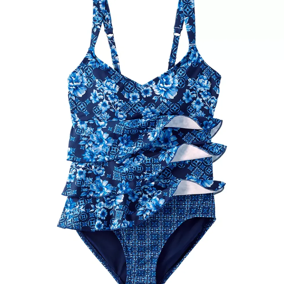 Women's Ruffle Fauxkini One Piece Swimsuit