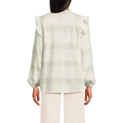 Women's Ruffle Front Flannel Popover Blouse