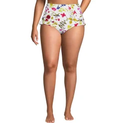 Women's Ruffle High Waisted High Leg Bikini Bottoms
