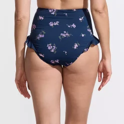 Women's Ruffle High Waisted High Leg Bikini Bottoms