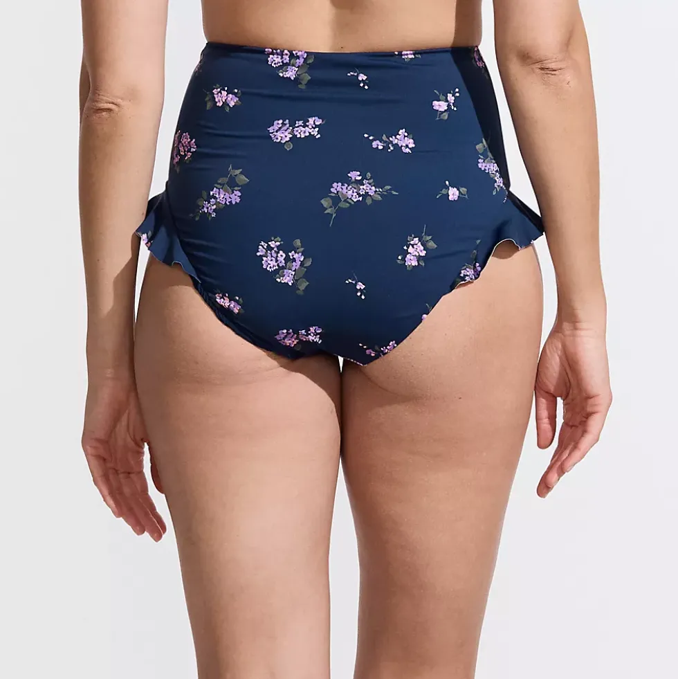 Women's Ruffle High Waisted High Leg Bikini Bottoms