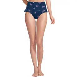 Women's Ruffle High Waisted High Leg Bikini Bottoms