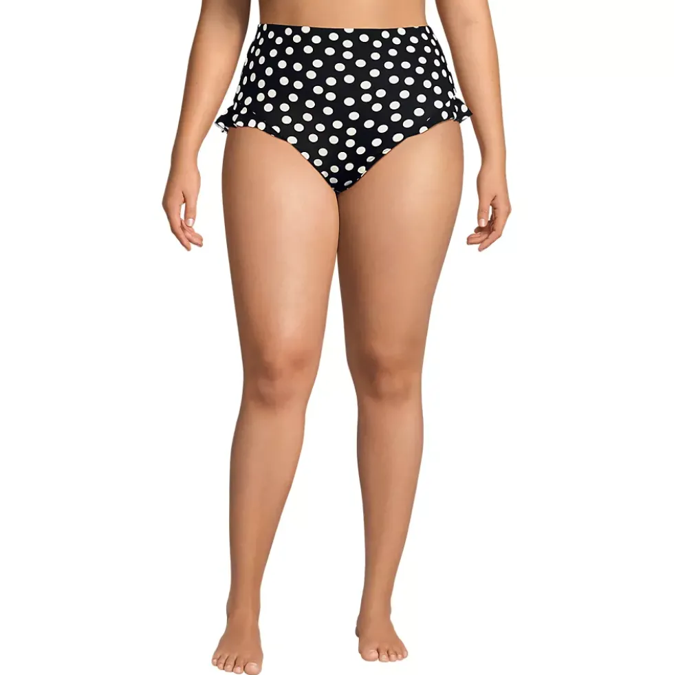 Women's Ruffle High Waisted High Leg Bikini Bottoms