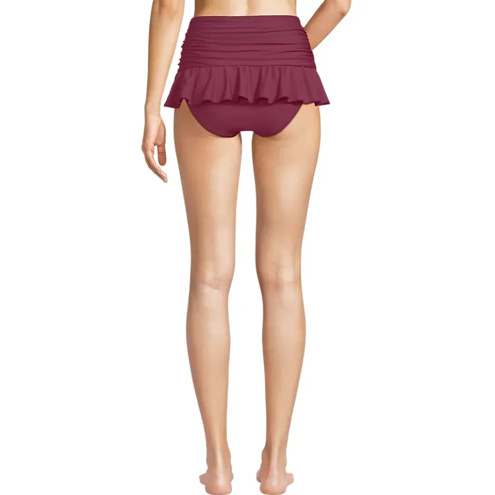 Women's Ruffle Midwaist Skirted Bikini Bottoms