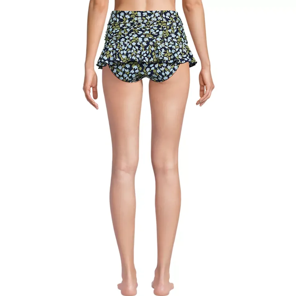 Women's Ruffle Midwaist Skirted Bikini Bottoms
