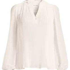 Women's Ruffle Neck Pintuck Sleeve Top