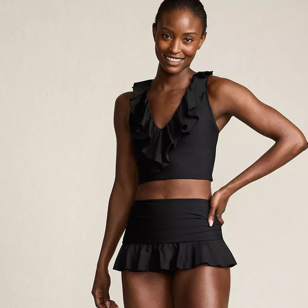 Womens Ruffle Plunge Midkini Top