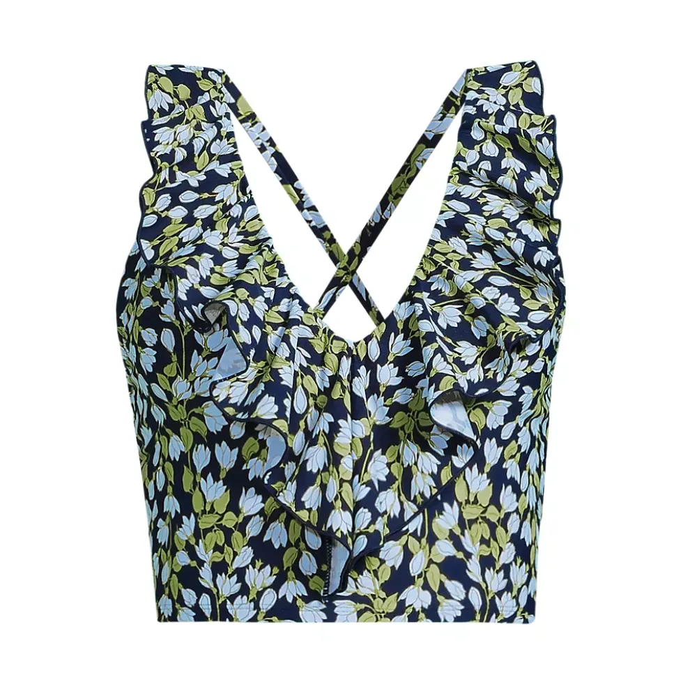 Womens Ruffle Plunge Midkini Top