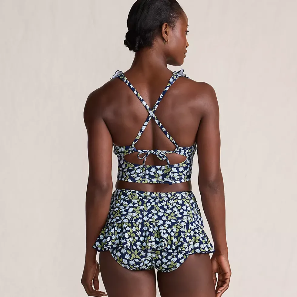 Womens Ruffle Plunge Midkini Top
