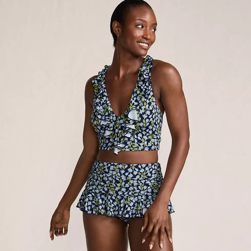 Womens Ruffle Plunge Midkini Top