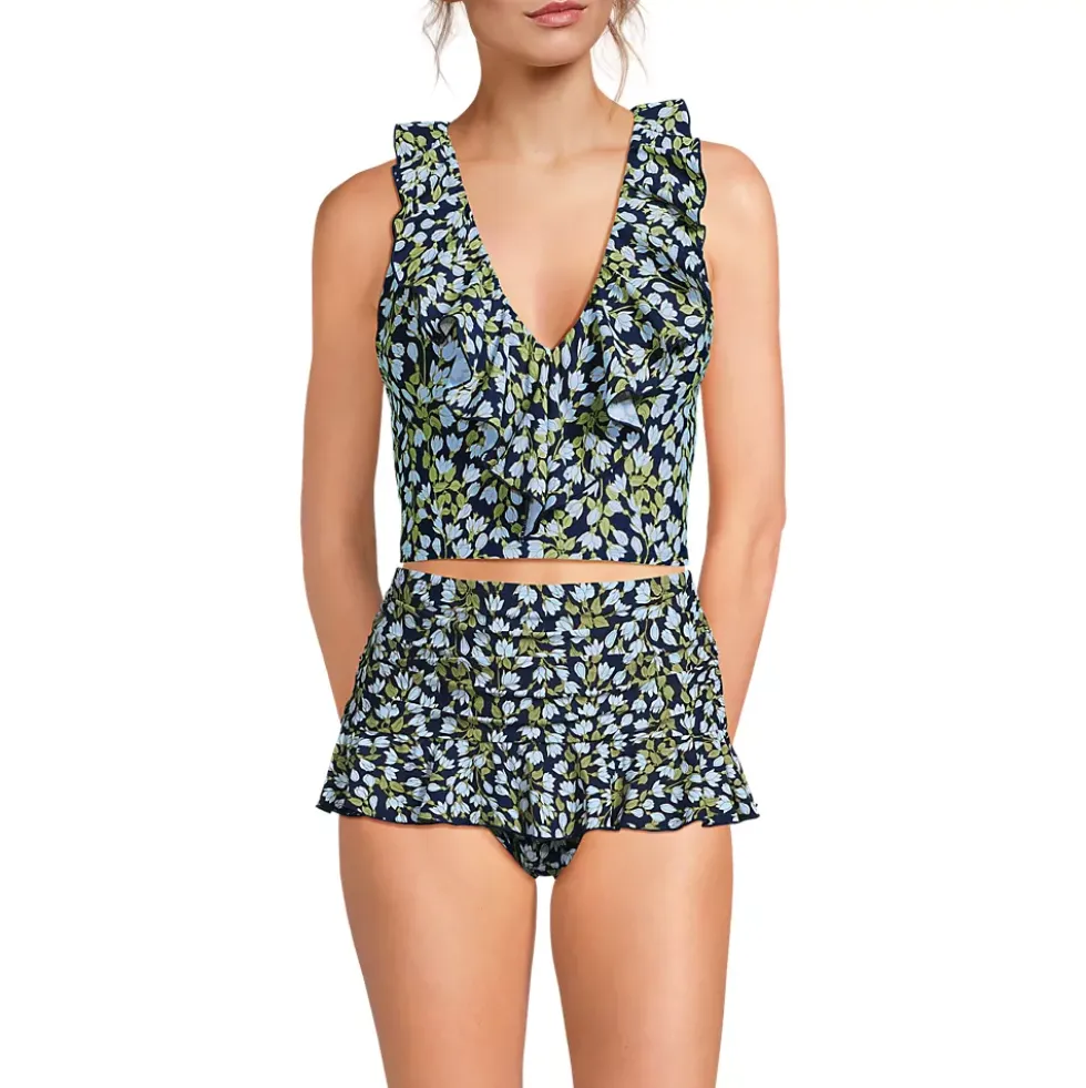 Womens Ruffle Plunge Midkini Top