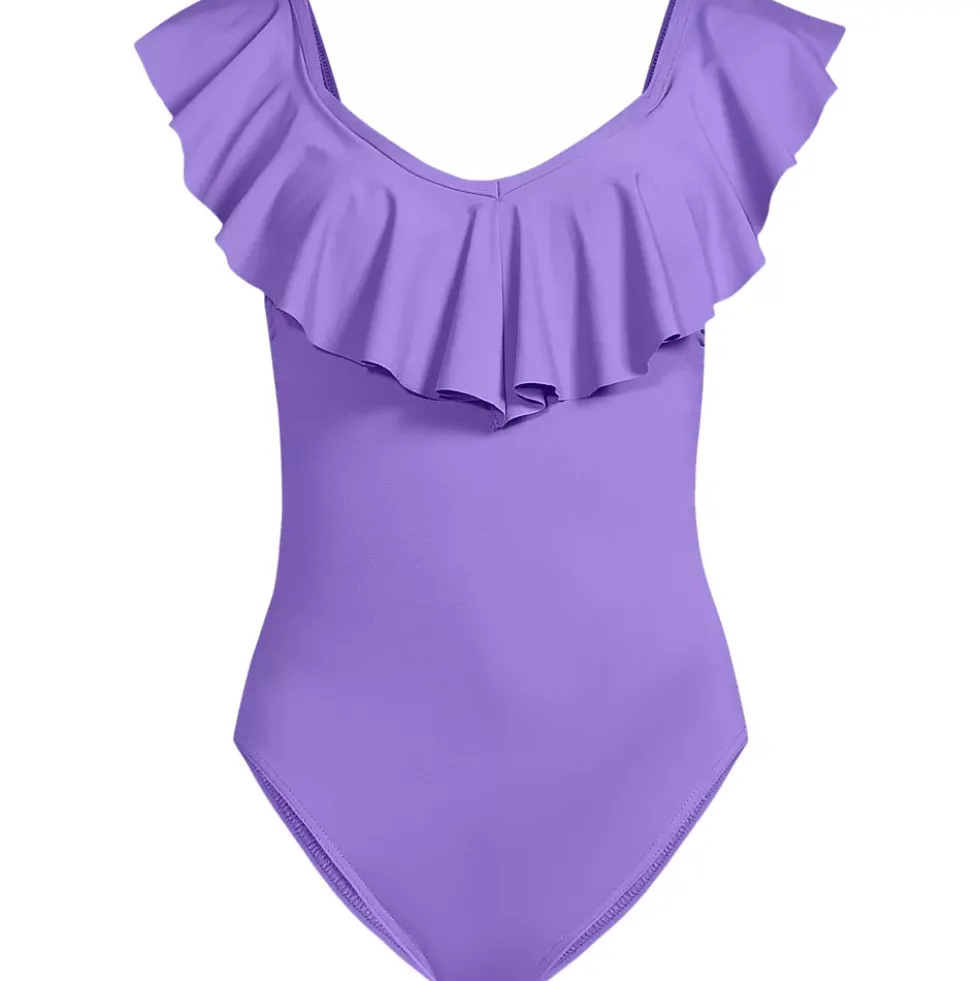 Women's Ruffle V-neck High Leg One Piece Swimsuit