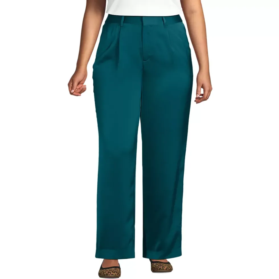 Women's Satin Elastic Back Wide Leg Pants