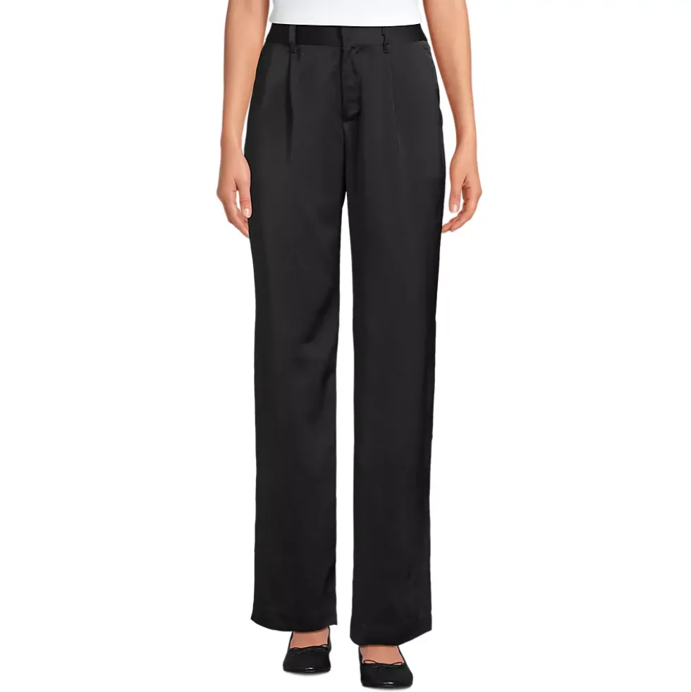 Women's Satin Elastic Back Wide Leg Pants