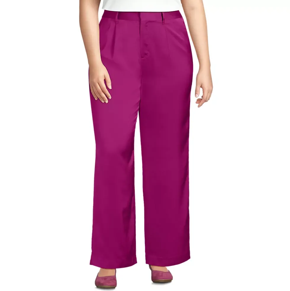 Women's Satin Elastic Back Wide Leg Pants