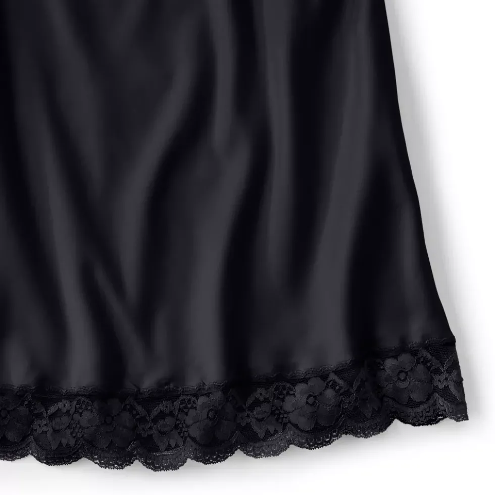 Women's Satin Lace Trim Midi Skirt