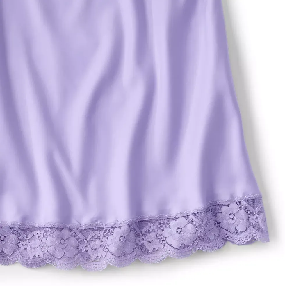 Women's Satin Lace Trim Midi Skirt