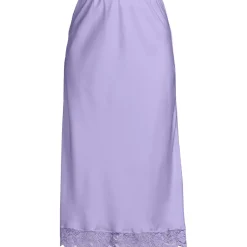 Women's Satin Lace Trim Midi Skirt