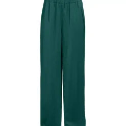 Women's Satin Mid Rise Relaxed Pull On Wide Leg Pants