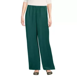 Women's Satin Mid Rise Relaxed Pull On Wide Leg Pants