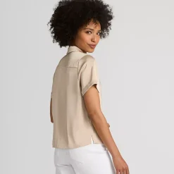 Women's Satin Short Sleeve Shirt