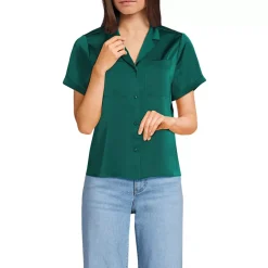 Women's Satin Short Sleeve Shirt