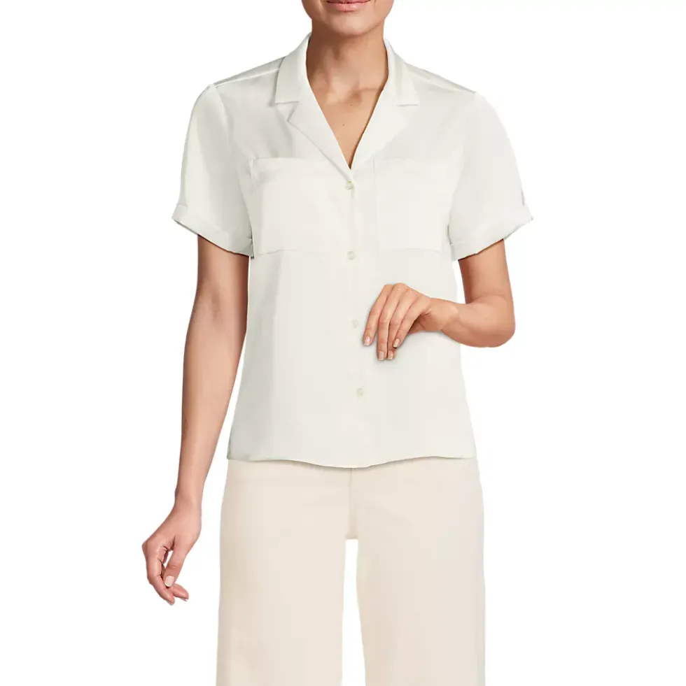 Women's Satin Short Sleeve Shirt