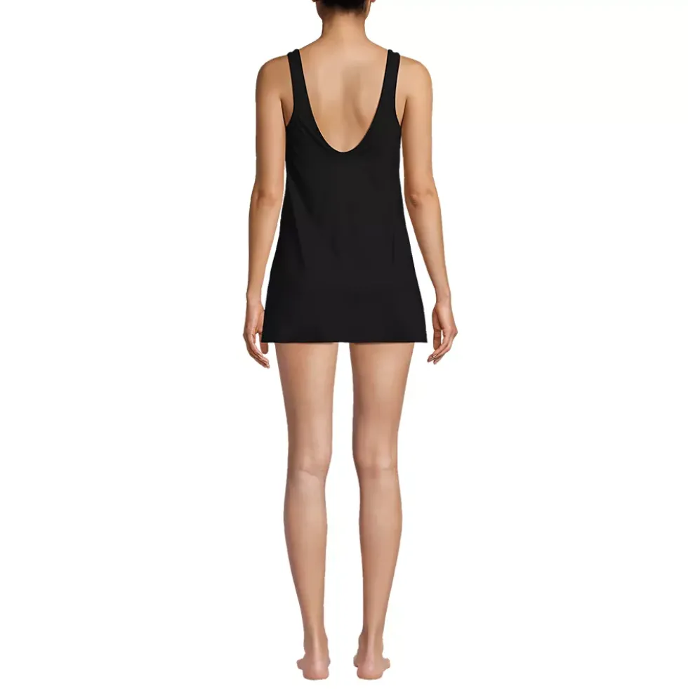Women's Scoop Neck Mini Swim Dress Swimsuit