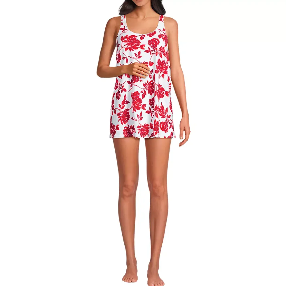 Women's Scoop Neck Mini Swim Dress Swimsuit
